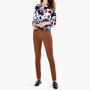 Paige Hoxton Ankle Jeans Cognac Sz 28 Cropped High Rise Skinny Coated Denim